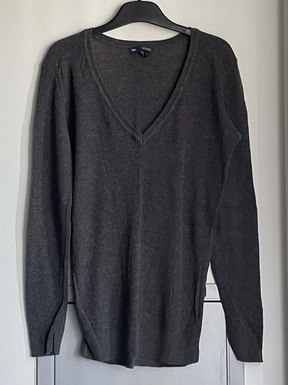 GAP Charcoal Cotton and Cashmere Blend V-Neck Sweater